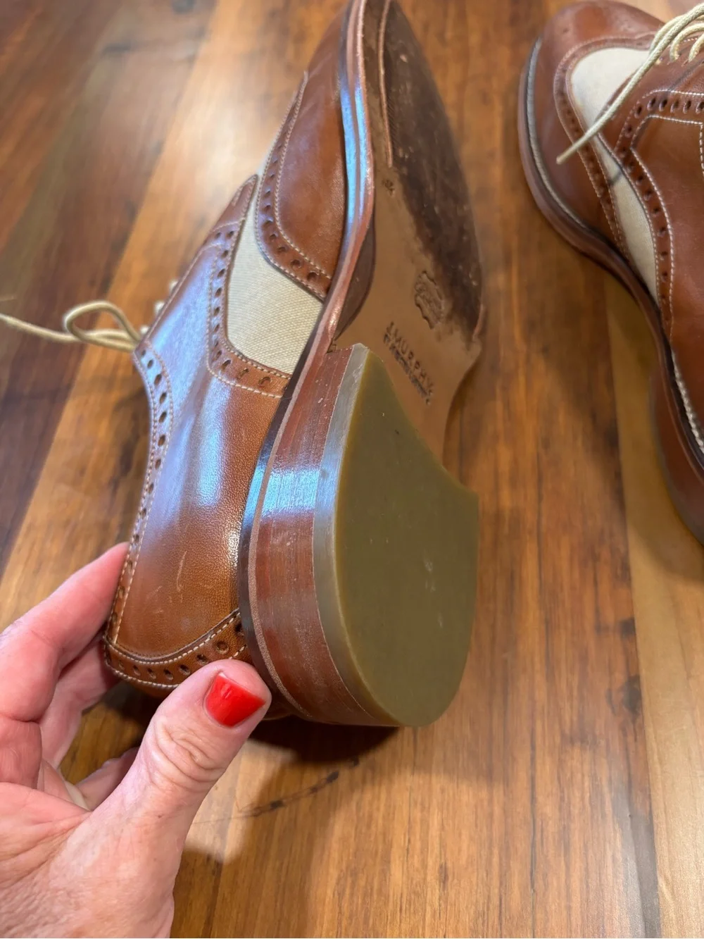 Johnston & Murphy Men's Garner Wingtip Brown Leather Oxford Dress Shoes 10-1/2